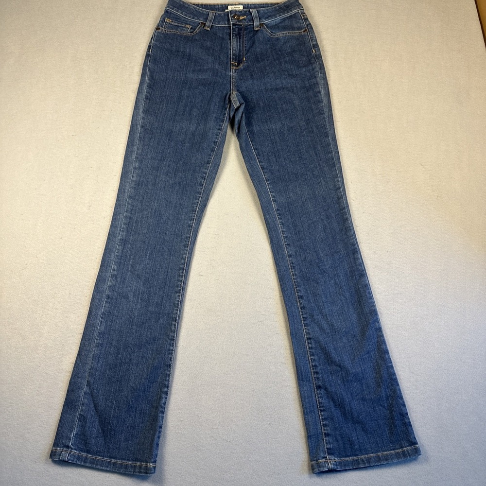 L.L. Bean Jeans Women 2‎ MT Blue Classic Fit Straight Leg Mid Rise Denim